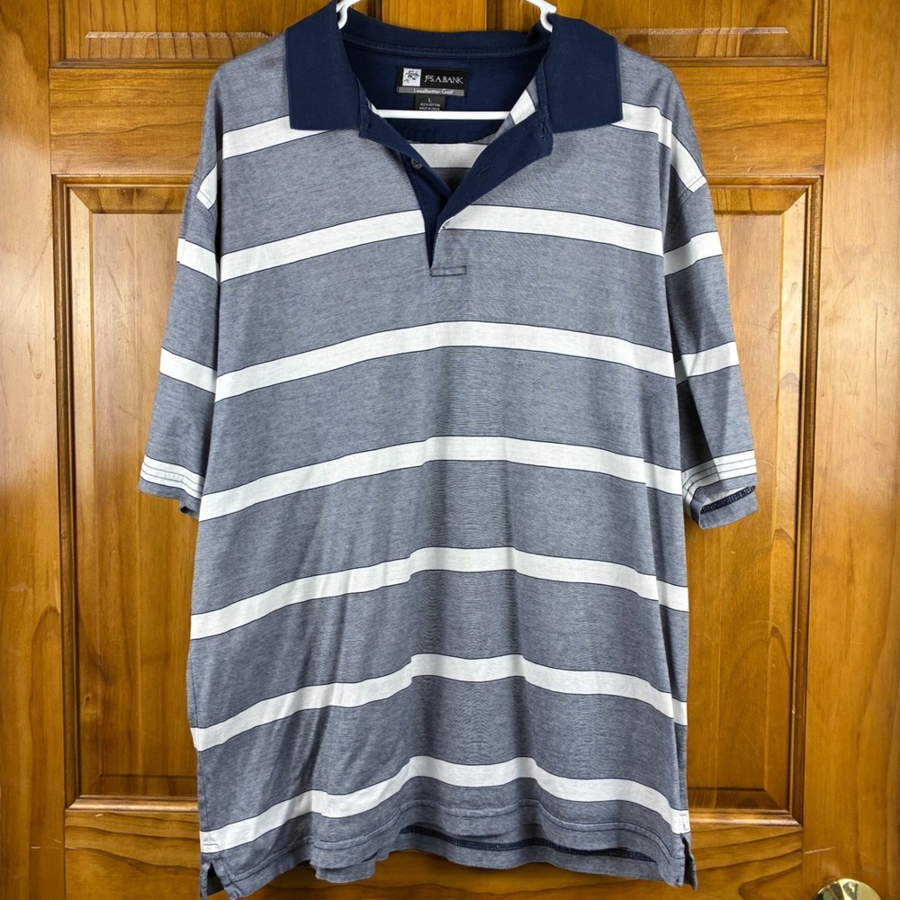 Jos A Bank Leadbetter Golf Polo Shirt Mens L Striped Cotton Old Money Preppy